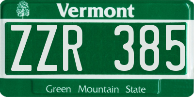 VT license plate ZZR385
