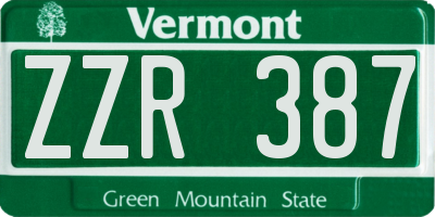 VT license plate ZZR387