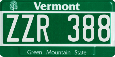 VT license plate ZZR388