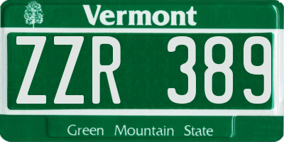 VT license plate ZZR389