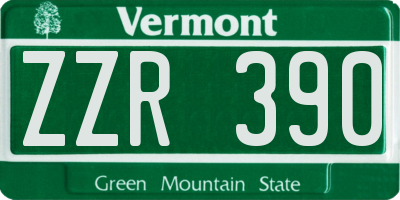 VT license plate ZZR390