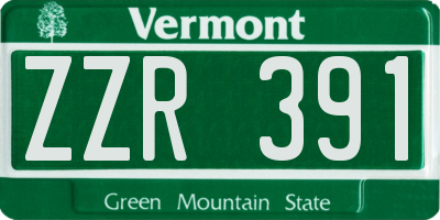VT license plate ZZR391