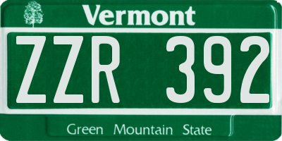 VT license plate ZZR392