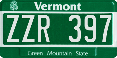 VT license plate ZZR397