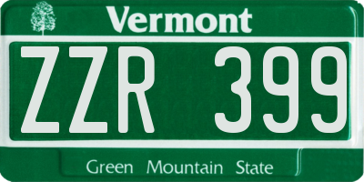 VT license plate ZZR399