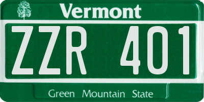 VT license plate ZZR401