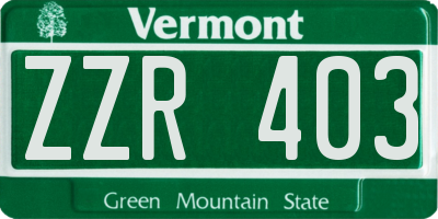 VT license plate ZZR403