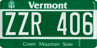 VT license plate ZZR406