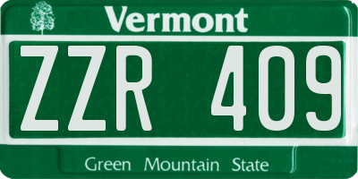 VT license plate ZZR409