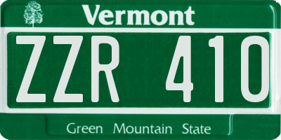 VT license plate ZZR410