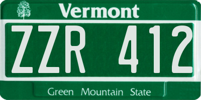 VT license plate ZZR412