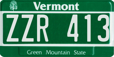 VT license plate ZZR413