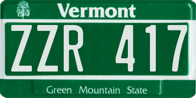 VT license plate ZZR417