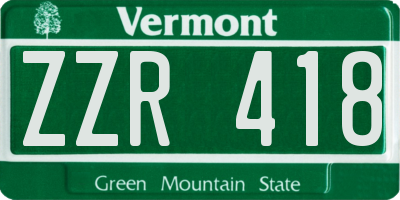 VT license plate ZZR418