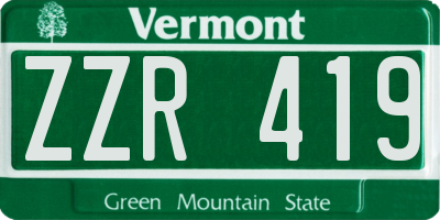 VT license plate ZZR419