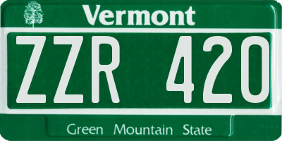 VT license plate ZZR420