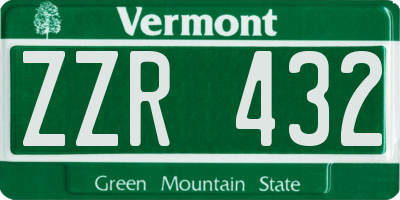 VT license plate ZZR432