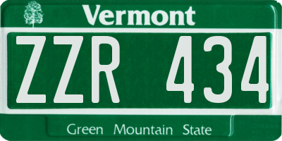 VT license plate ZZR434