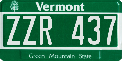 VT license plate ZZR437