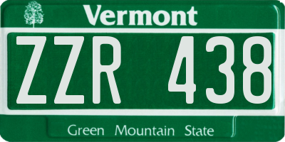 VT license plate ZZR438