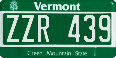 VT license plate ZZR439