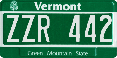 VT license plate ZZR442