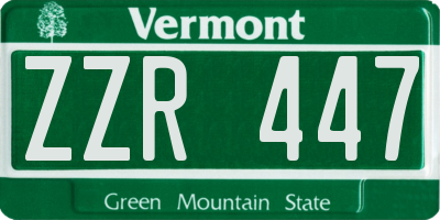 VT license plate ZZR447