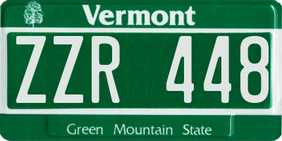 VT license plate ZZR448