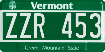 VT license plate ZZR453