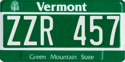 VT license plate ZZR457