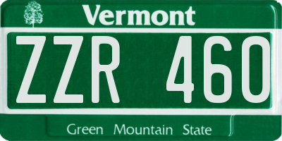 VT license plate ZZR460