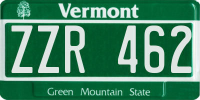 VT license plate ZZR462