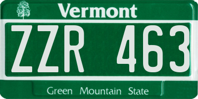 VT license plate ZZR463