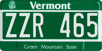 VT license plate ZZR465