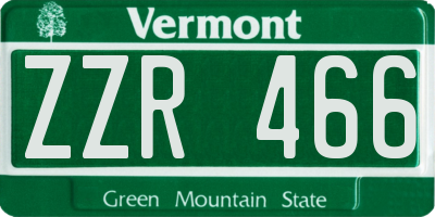 VT license plate ZZR466