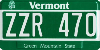 VT license plate ZZR470