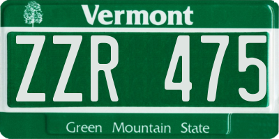 VT license plate ZZR475