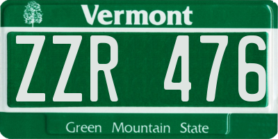 VT license plate ZZR476