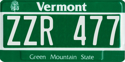 VT license plate ZZR477