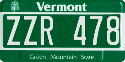 VT license plate ZZR478