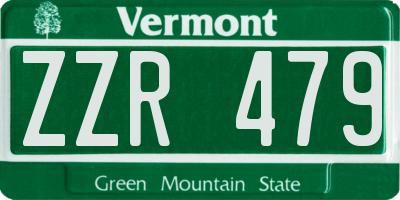 VT license plate ZZR479