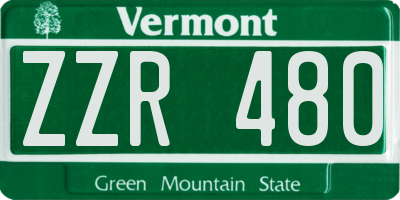 VT license plate ZZR480