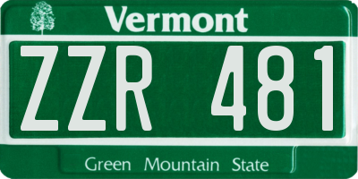 VT license plate ZZR481