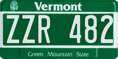 VT license plate ZZR482