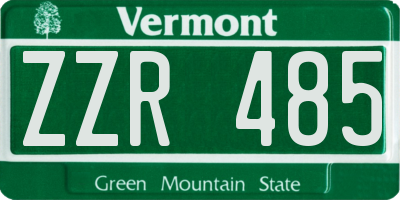 VT license plate ZZR485
