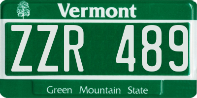 VT license plate ZZR489