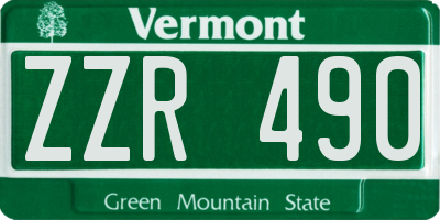 VT license plate ZZR490