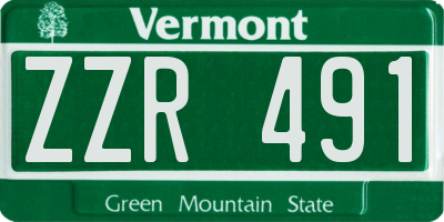 VT license plate ZZR491