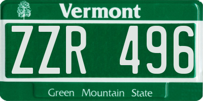 VT license plate ZZR496