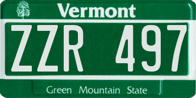 VT license plate ZZR497